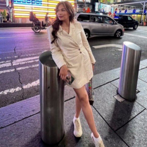 NEW ZARA LINEN BLEND BLAZER DRESS PLEAT BEIGE OFF WHITE IVORY 7875/939 SZ S - Picture 7 of 15